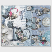 Zilverblauw ijs Alice in Wonderland Cadeaupapier (Vlak)