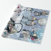 Zilverblauw ijs Alice in Wonderland Cadeaupapier (Uitgerold)