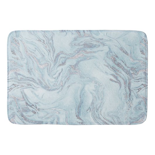 zilverblauw marmer badmat (Voorkant)