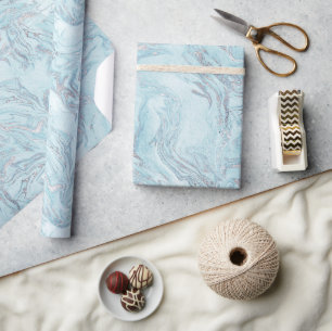 zilverblauw marmer cadeaupapier