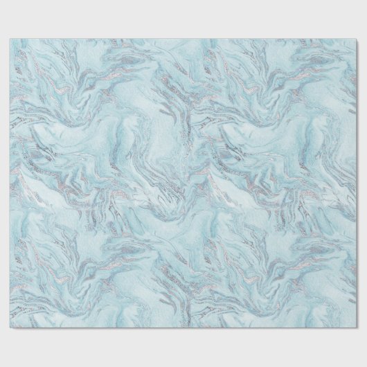 zilverblauw marmer cadeaupapier (Vlak)