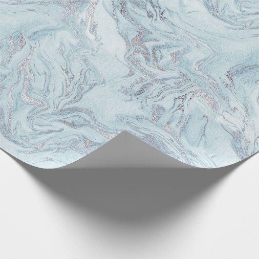 zilverblauw marmer cadeaupapier (Hoek)