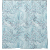 zilverblauw marmer douchegordijn (Voorkant)