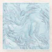 zilverblauw marmer glazen onderzetter (Voorkant)