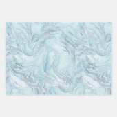 zilverblauw marmer inpakpapier vel (Voorkant)