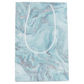 zilverblauw marmer medium cadeauzakje (Voorkant)