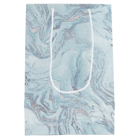 zilverblauw marmer medium cadeauzakje (Achterkant)