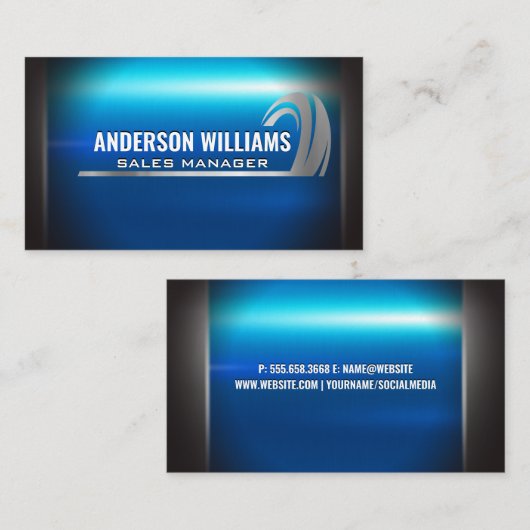 Zilverblauw metaal | Auto Bandengrafiek Visitekaartje (Voorkant / Achterkant)