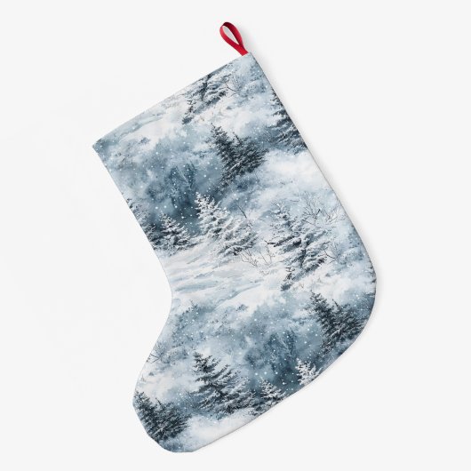 Zilverblauw Witte Sneeuwbomen Kerstmis Grote Kerstsok (Achterkant (Hangend))