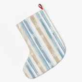 Zilverblauw Witte Sneeuwvlokken Stripes Kerstmis Grote Kerstsok (Achterkant (Hangend))