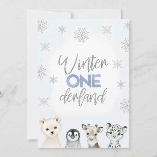 Zilverblauwe Arctische Winter Onederland Verjaarda Kaart (Achterkant)