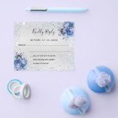 Zilverblauwe bloemen budget bruiloft RSVP Flyer (Enkel)