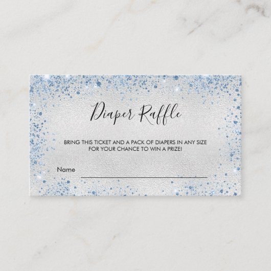 Zilverblauwe glitter-buskaartje informatiekaartje (Voorkant)