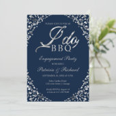 Zilverblauwe I DO BBQ-feestuitnodiging Aankondiging (Staand voorkant)