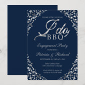 Zilverblauwe I DO BBQ-feestuitnodiging Aankondiging (Voorkant / Achterkant)