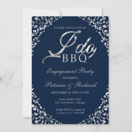 Zilverblauwe I DO BBQ-feestuitnodiging Aankondiging