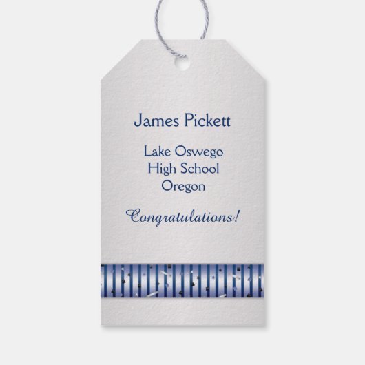 Zilverblauwe mortel, diploma Afstuderen Cadeaulabel (Achterkant)