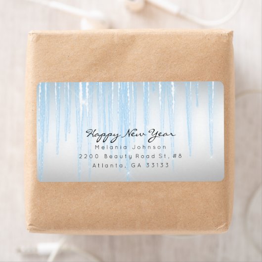 Zilverblauwe mousserende pictogrammen etiket (Insitu)