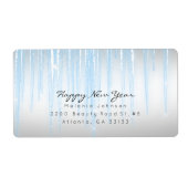 Zilverblauwe mousserende pictogrammen etiket (Voorkant)