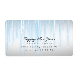 Zilverblauwe mousserende pictogrammen etiket