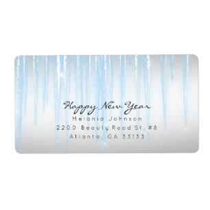 Zilverblauwe mousserende pictogrammen etiket