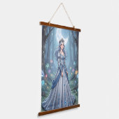 Zilverblauwe prinses in het bos hangend wandkleed (Gebogen)