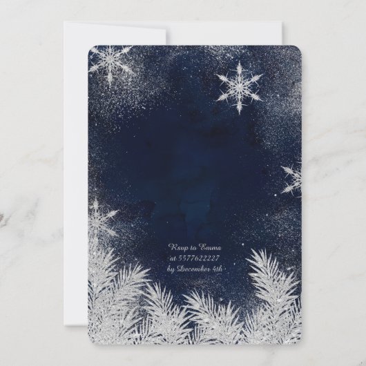 Zilverblauwe sneeuwvlok corporate winter wonderlan kaart (Achterkant)