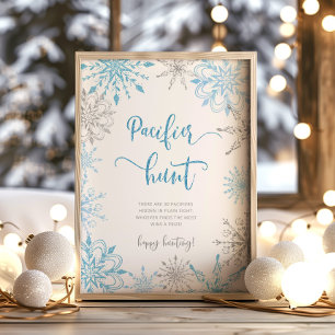 Zilverblauwe sneeuwvlokken Luierraffel Poster