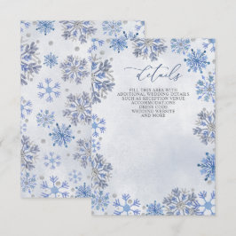 Zilverblauwe Sneeuwvlokken Winter Kerst Huwelijk  Informatiekaartje