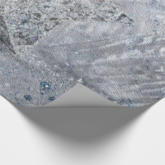 Zilverblauwe ster cadeaupapier (Hoek)