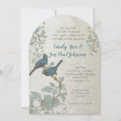 Zilverblauwe Tortelduifjes Boog Vorm bruiloft Kaart (Voorkant)