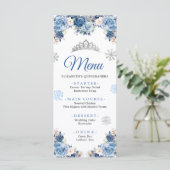 Zilverblauwe Winter Magische Sneeuwvlok Mis Quince Menu (Staand voorkant)