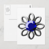 Zilverbloem met blauwe steen briefkaart (Voorkant / Achterkant)