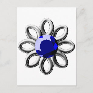 Zilverbloem met blauwe steen briefkaart