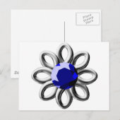 Zilverbloem met blauwe steen briefkaart (Voorkant / Achterkant)