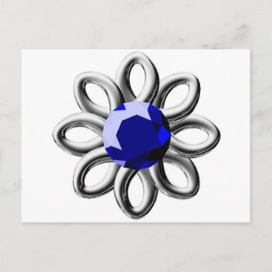 Zilverbloem met blauwe steen briefkaart