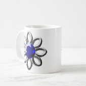 Zilverbloem met blauwe steen koffiemok (Voorkant links)