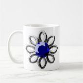 Zilverbloem met blauwe steen koffiemok (Links)