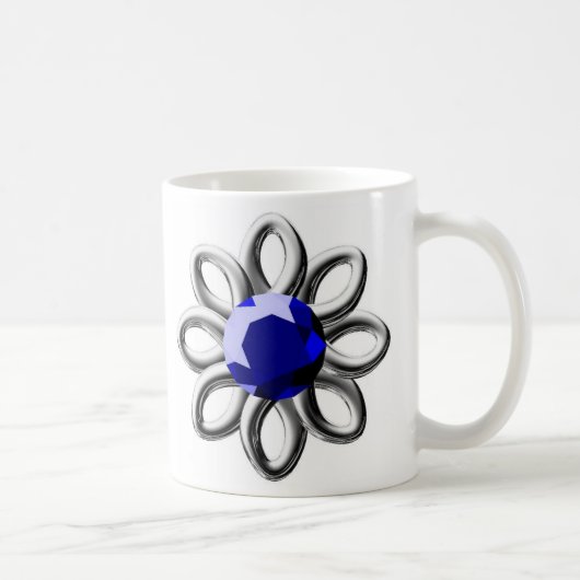 Zilverbloem met blauwe steen koffiemok (Rechts)