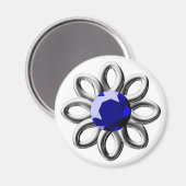 Zilverbloem met blauwe steen magneet (Voorkant / Achterkant)