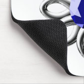 Zilverbloem met blauwe steen muismat (Hoek)