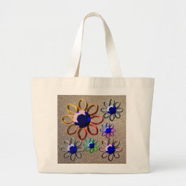 Zilverbloem op glitter grote tote bag