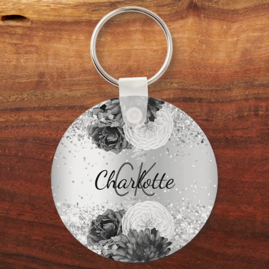 Zilverbloemelegantnaam Sleutelhanger (Voorkant)