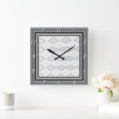 Zilverborde stalen achtergrond vierkante klok (Huis)