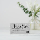 Zilverborsteldoopvont grijze orde bedankt visitekaartje (Staand voorkant)