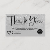 Zilverborsteldoopvont grijze orde bedankt visitekaartje (Voorkant)