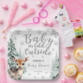 Zilverbos Het is koud buiten het Baby shower Papieren Bordje (Feest)