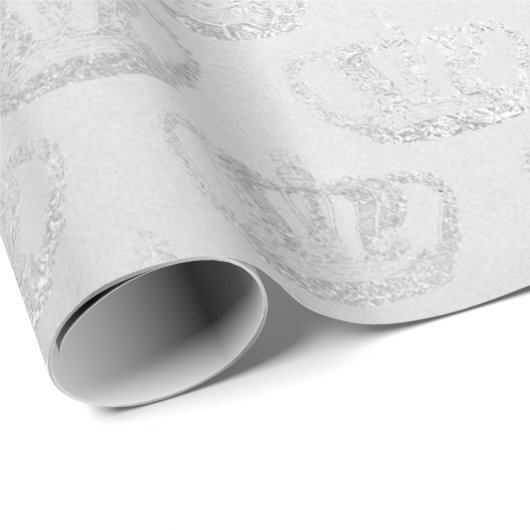 Zilverchroomde kroonprinses Gray Glam Vip Cadeaupapier (Rol Hoek)
