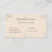 Zilvercrème glitter stofmake-up schoonheid visitekaartje (Achterkant)