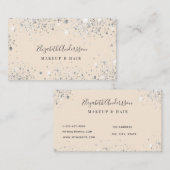 Zilvercrème glitter stofmake-up schoonheid visitekaartje (Voorkant / Achterkant)